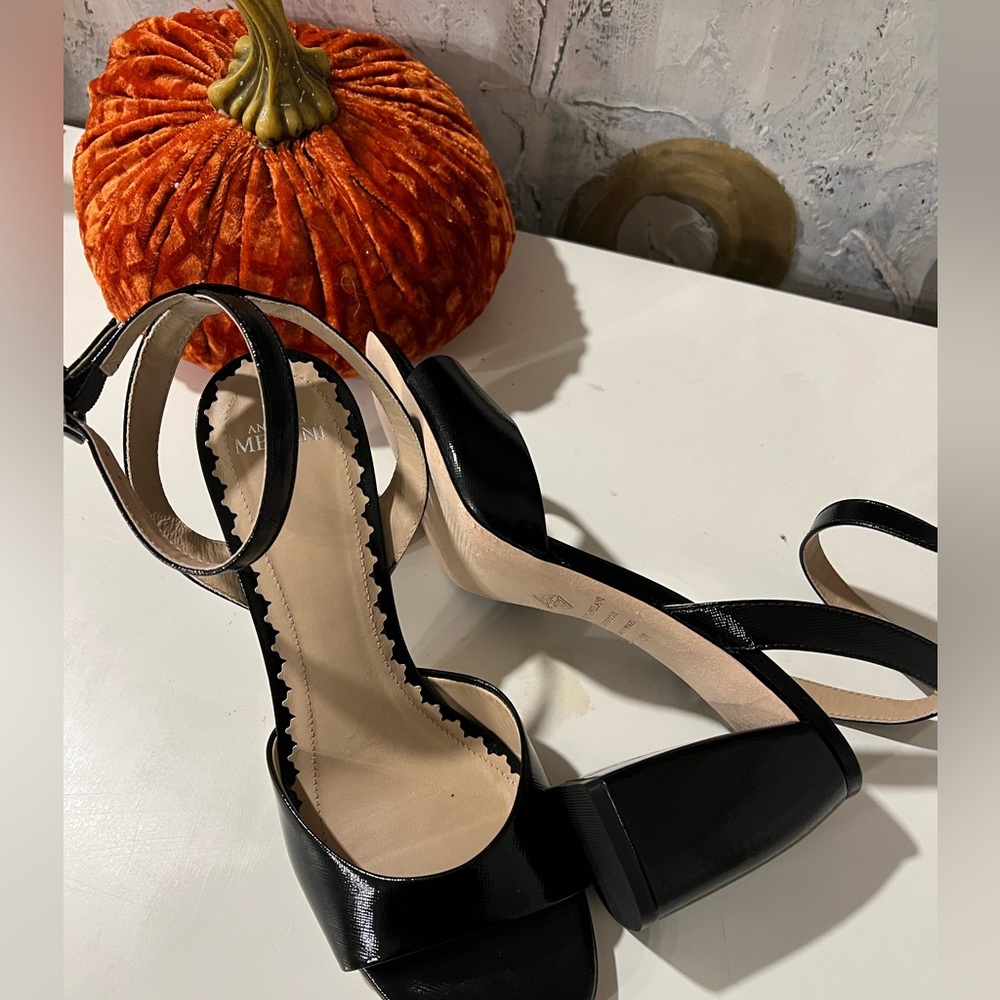 Antonio Melani Black Block Heel Peep-Toe Heels